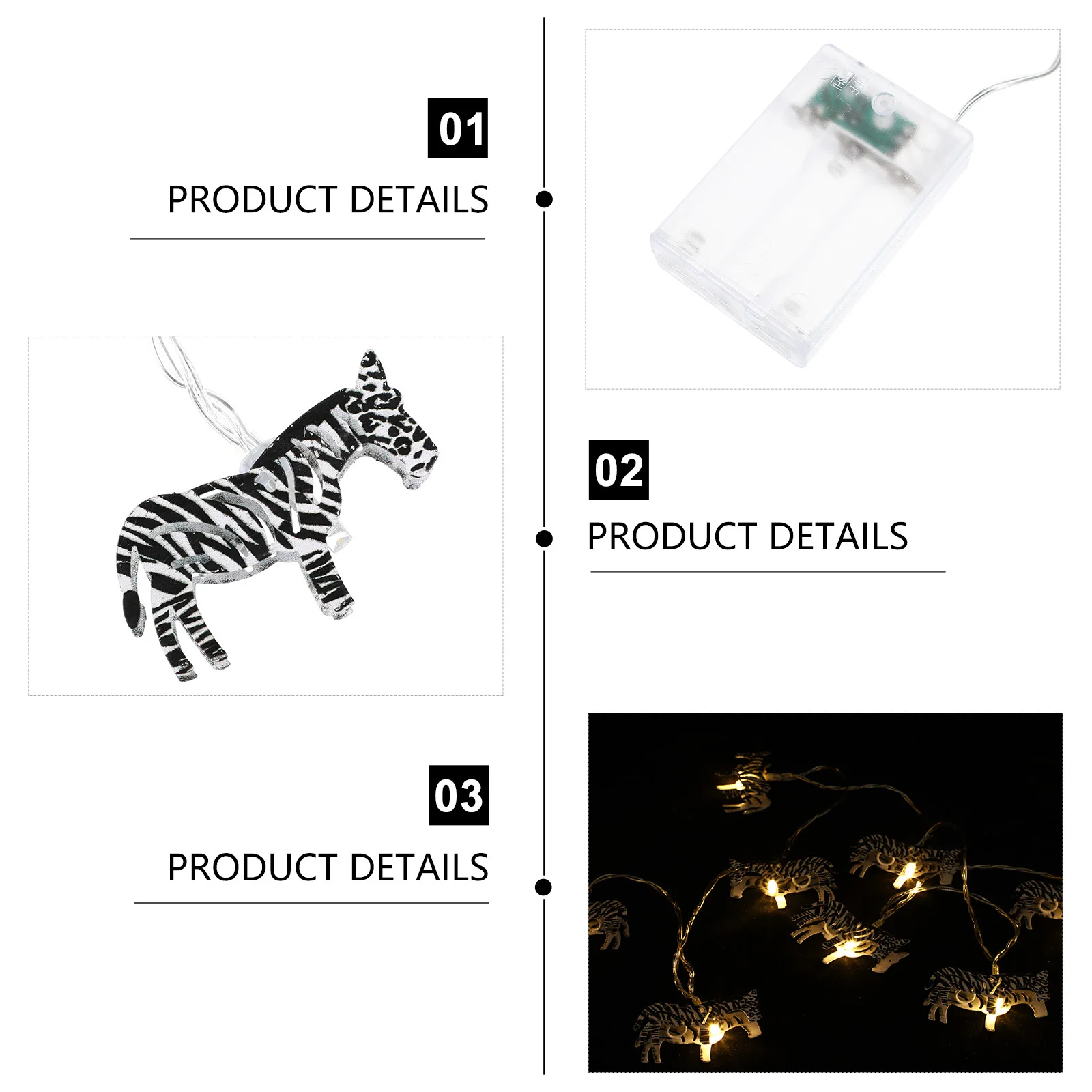 

1Set Zebra Themed LED String Light Perfect for Family Gathering Friends Event Classroom Holiday Season Cozy Atmosphere