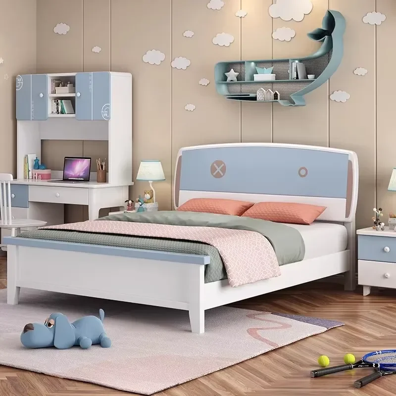 Simple Teenage Children's Bed American Style All Solid Wood 1.2cm Bedroom Single Princess Bed