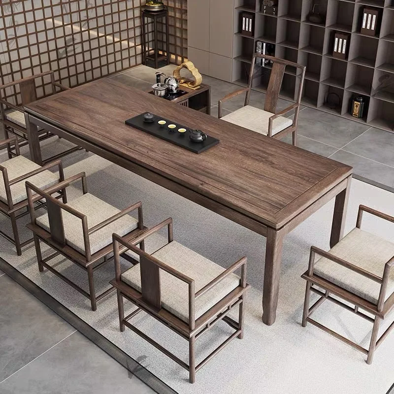 Solid wood walnut office large board log tea table