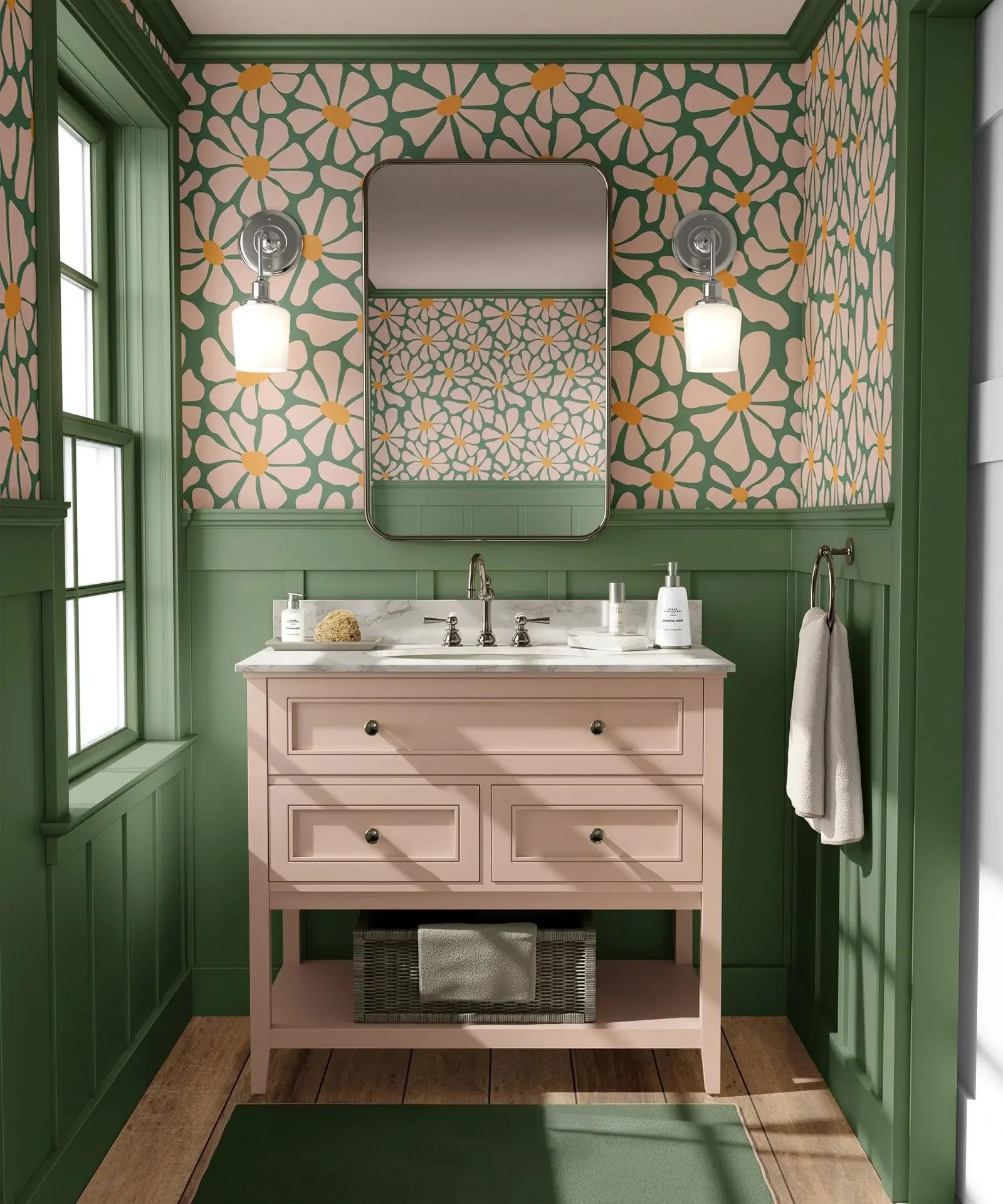 for-funky-daisy-wallpaper-retro-green-orange-decor-removable-wall-papers-peel-stickbotanical-floral-wall-mural-for-bathroom