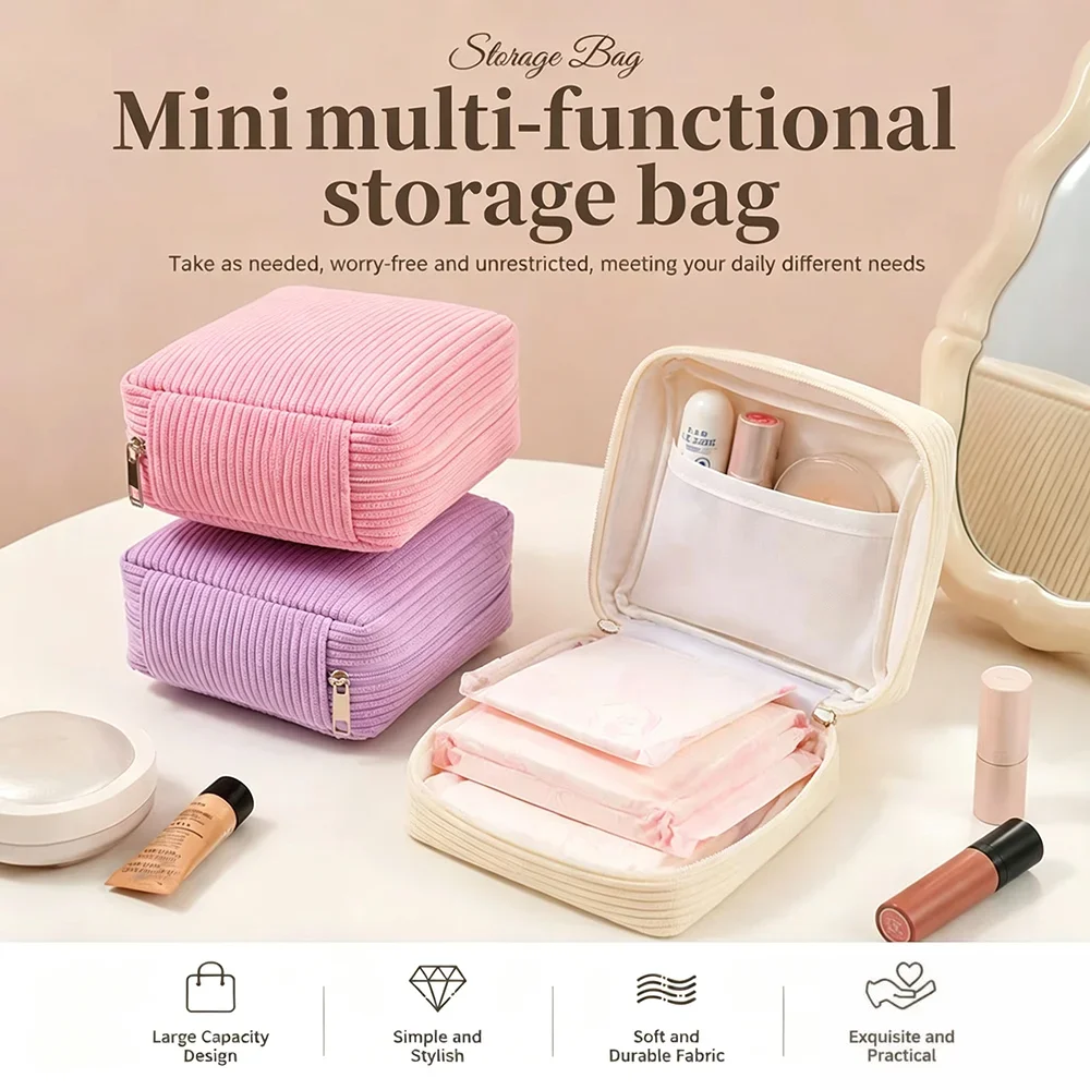 Large Capacity Sanitary Pads Bag Cosmetics Lipstick Storage Bag Underwear Sock Bag Multipurpose Mini Data Cable Organizer Travel