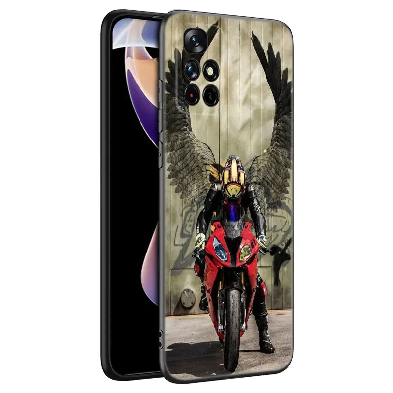 Moto Cross motorcycle sports Phone Case For Xiaomi Redmi Note 8 9 10 11 11E 11T 11S 12 Pro 4G Plus 5G 8T 9S 10S 12S Black Cover