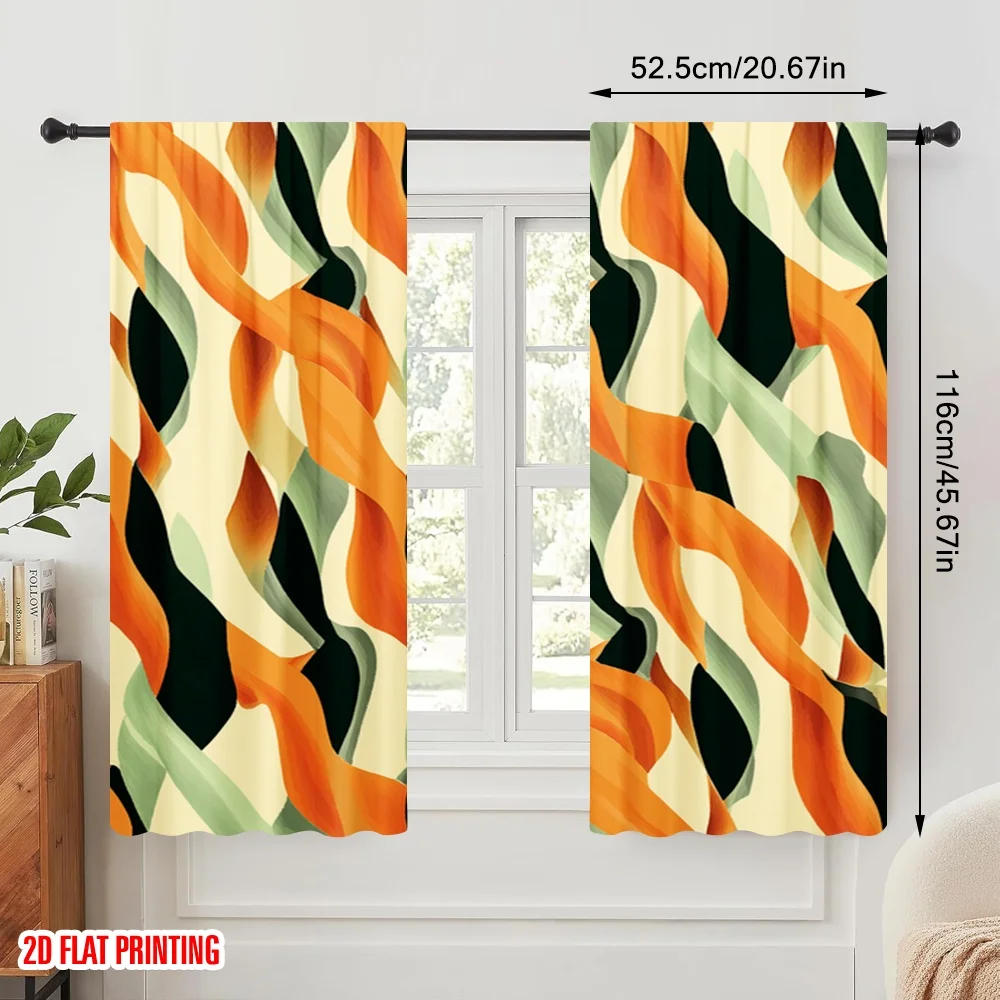 2pcs,2D plane printing Light Filtering Curtains Diagonal Diamond Waves Versatile 100% Polyester (without rod) Home Decor for