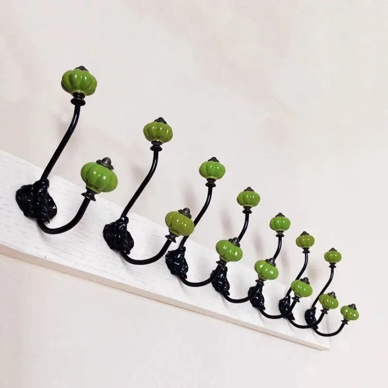 Pumpkin Shape Coat Hooks Wall Mounted Clothes Hangers Retro Hats Bags Racks Multiple Colors Bathroom Towel Holder With Screws