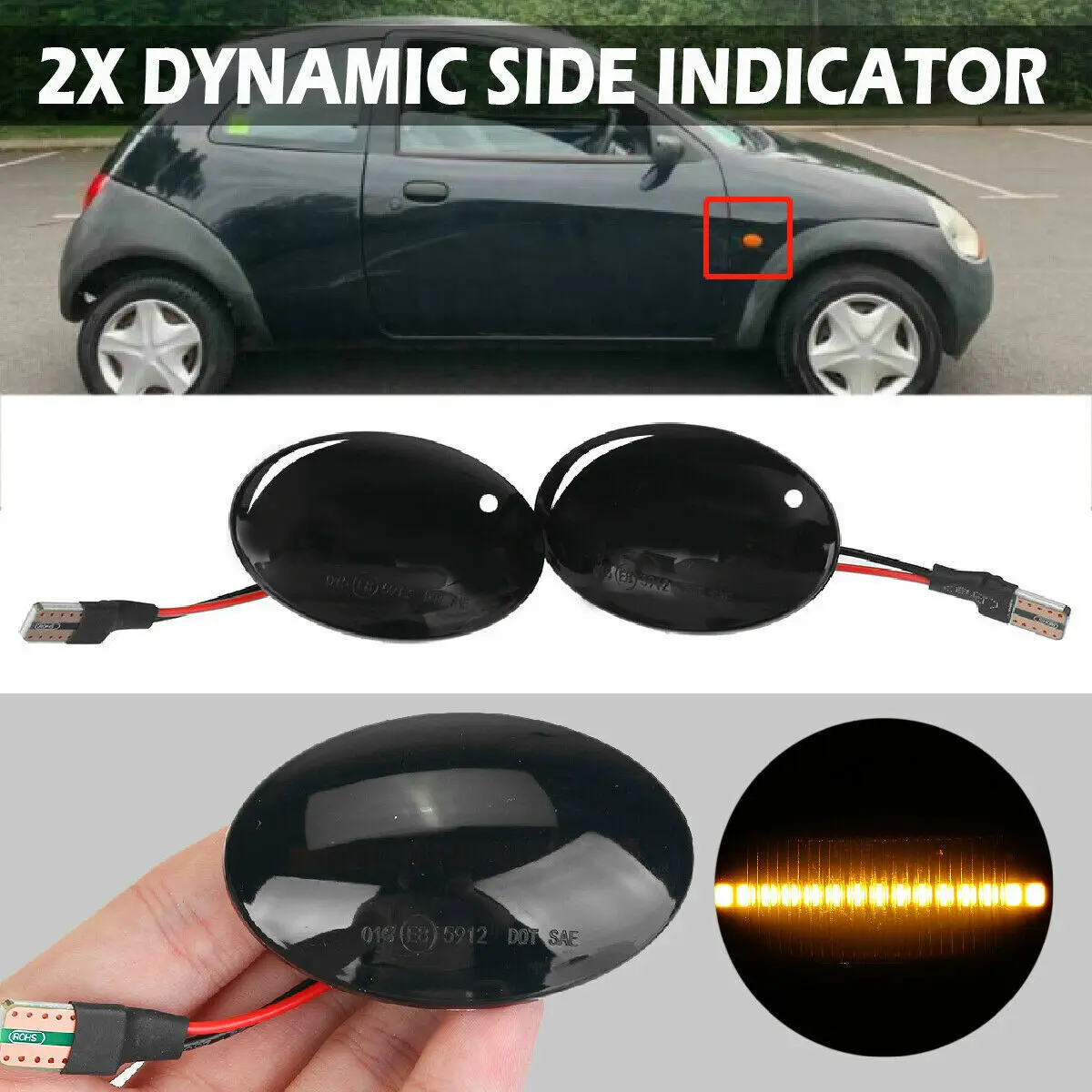 Lampu Repeater LED indikator samping dinamis, lampu pengganti untuk Ford Transit Tourneo MK6 MK7 1418382 1385980 2 buah