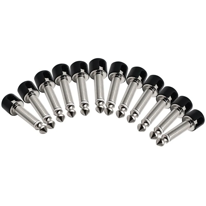 

12Pcs DIY Strait Audio Solderless 6.35 Mono Plug Solder Free Plug Guitar Effect Connector Chrome Black