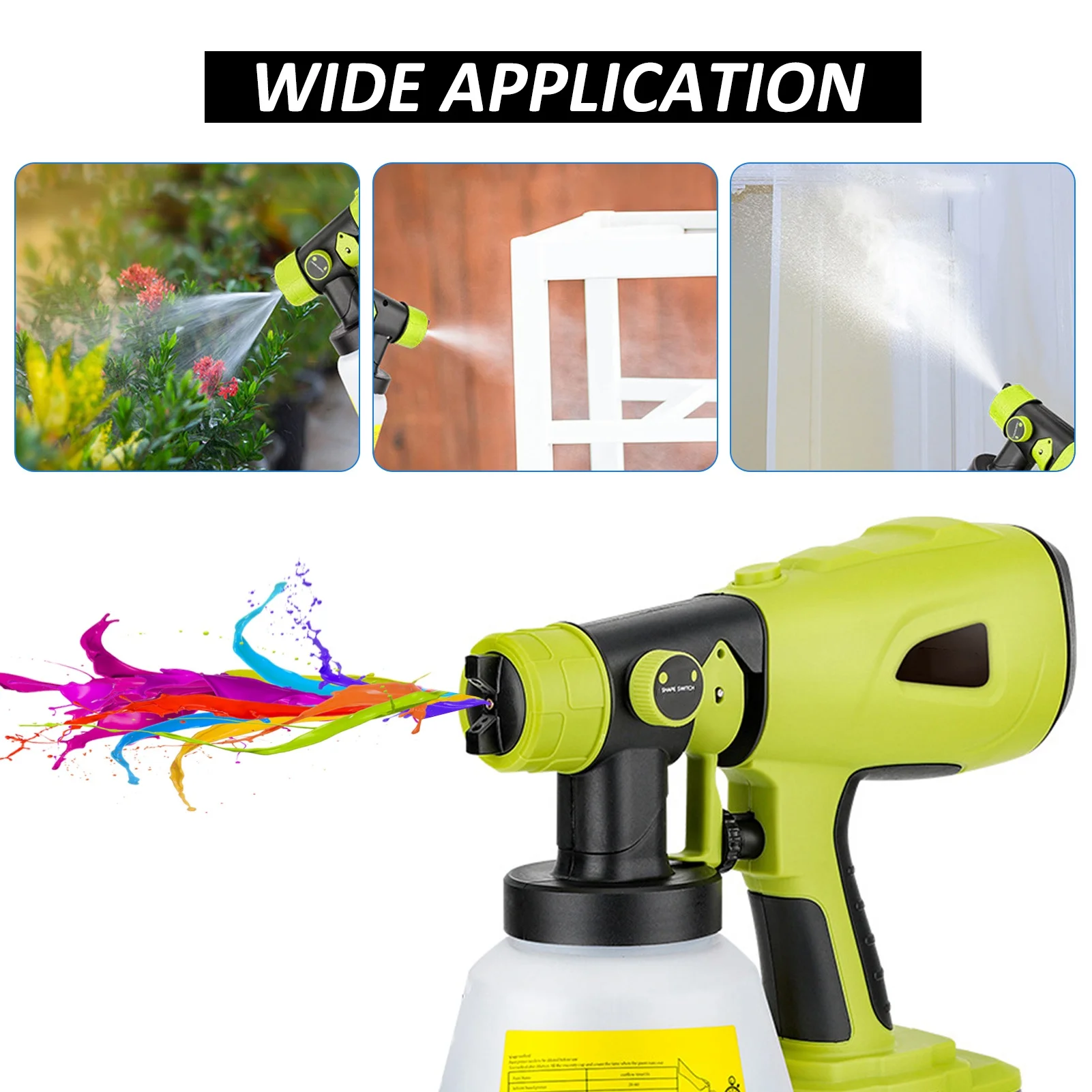 Cordless Paint Sprayer Adjustable Powerful Motor Electric Spray Paint Gun With Nozzle Electric Paint Sprayer Handheld Paint Gun