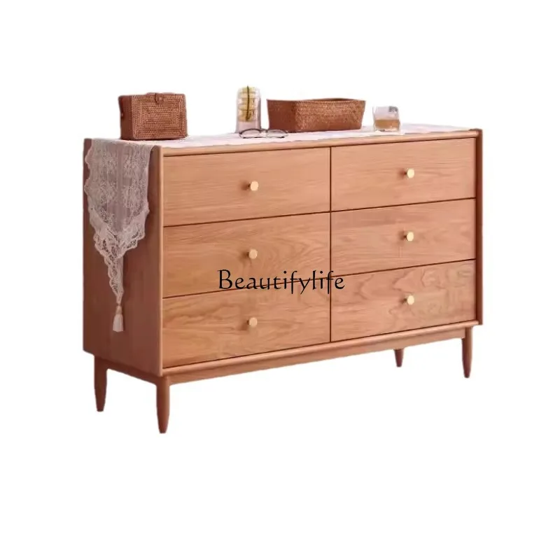 

Solid wood modern minimalist cherry wood locker Nordic furniture bedroom drawer cabinet