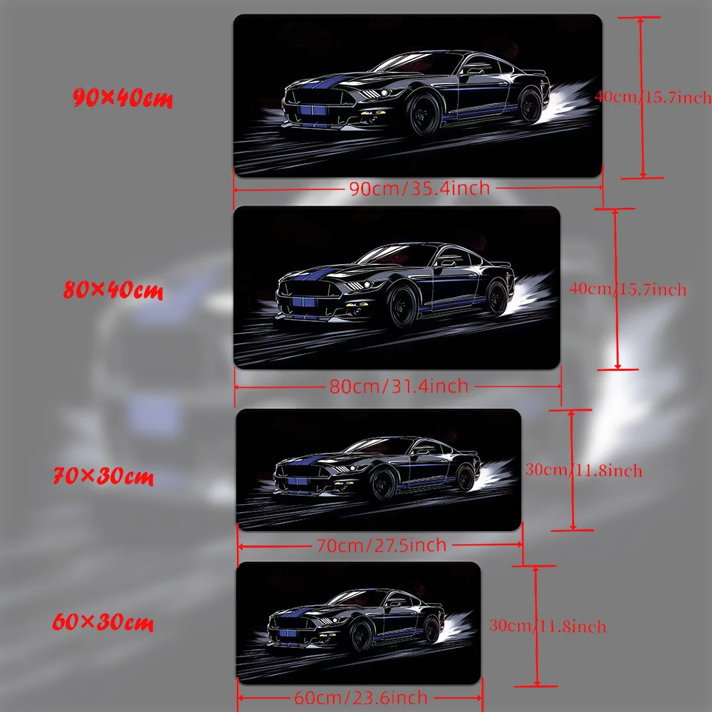 Tappetino per mouse multifunzione XXL, design elegante e fresco con motivi per auto, bordi cuciti, adatto per giochi di ufficio e computer