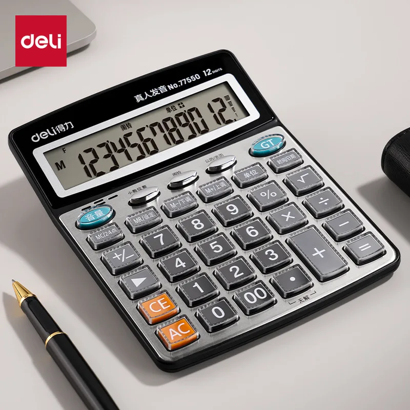 

1Pcs 12 Bit Dual Display Calculator With Voice Specific Calculator, Used For Scenarios Such As Supermarkets, Commerce, Etc