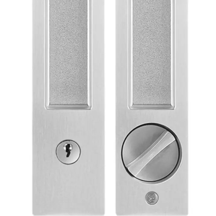 

Vintage Zinc Alloy Sliding Door Lock With Key For Pocket Door Hardware Bathroom Privacy Security Hook Latch Handle Satin