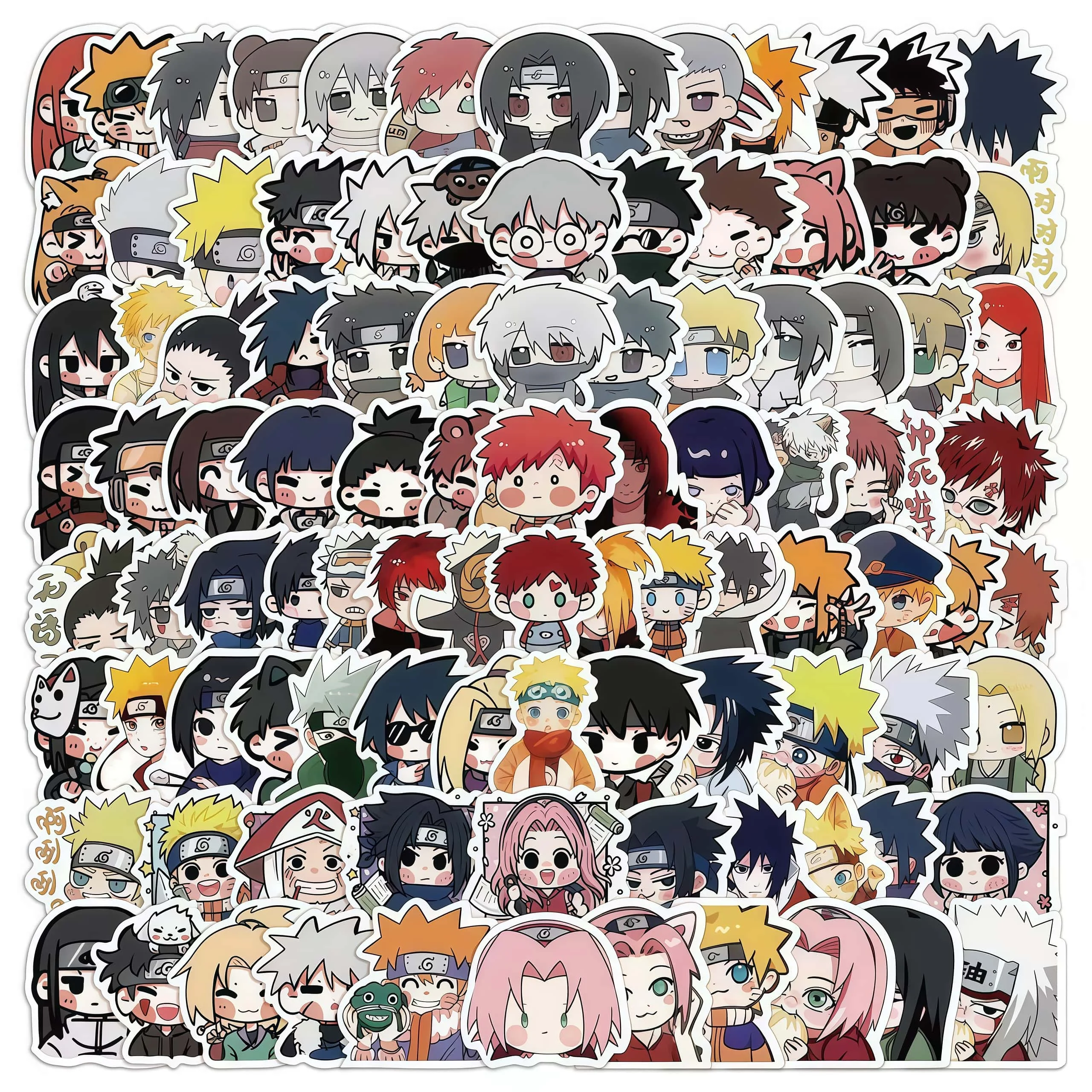 100Pcs Naruto Chibi Character Sticker Set, Cute Multi-Character Headshot Decals for Laptop, Skateboard & DIY Decor