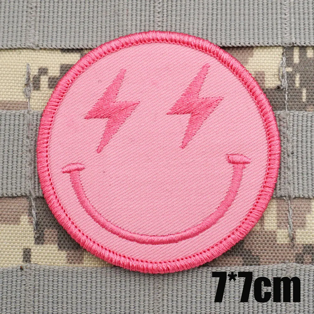 PINK FACE Military Tactical Embroidered Patches Armband Backpack Badge with Hook Backing for clothing