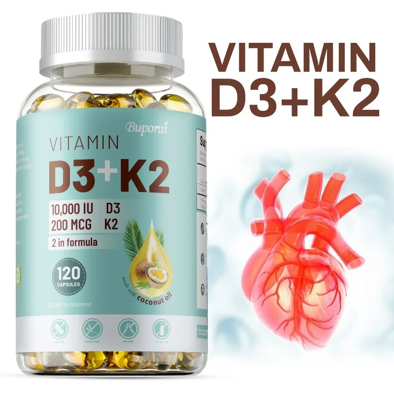 

Vitamin D3 K2 Capsule - Promotes Muscle, Tooth and Bone Health, High Absorption Rate, Enhances Immune Function