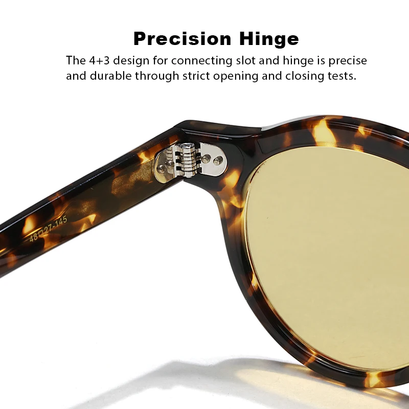 Top fashion trend Women's round acetate Personality Men's UV400 classic tortoise shell outdoor travel sunglasses