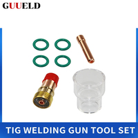 7pcs TIG Welding Torch Stubby Gas Lens #12 Pyrex Glass Cup Contact Tips Kit For WP-17/WP18 WP26 Tool Parts Heat Resistant Cup