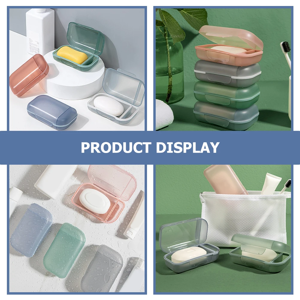 

4 Pcs Portable Soap Box Holder Lid for Bathroom Balcony Wardrobe Travel Soap Case Shower Container Household Tray
