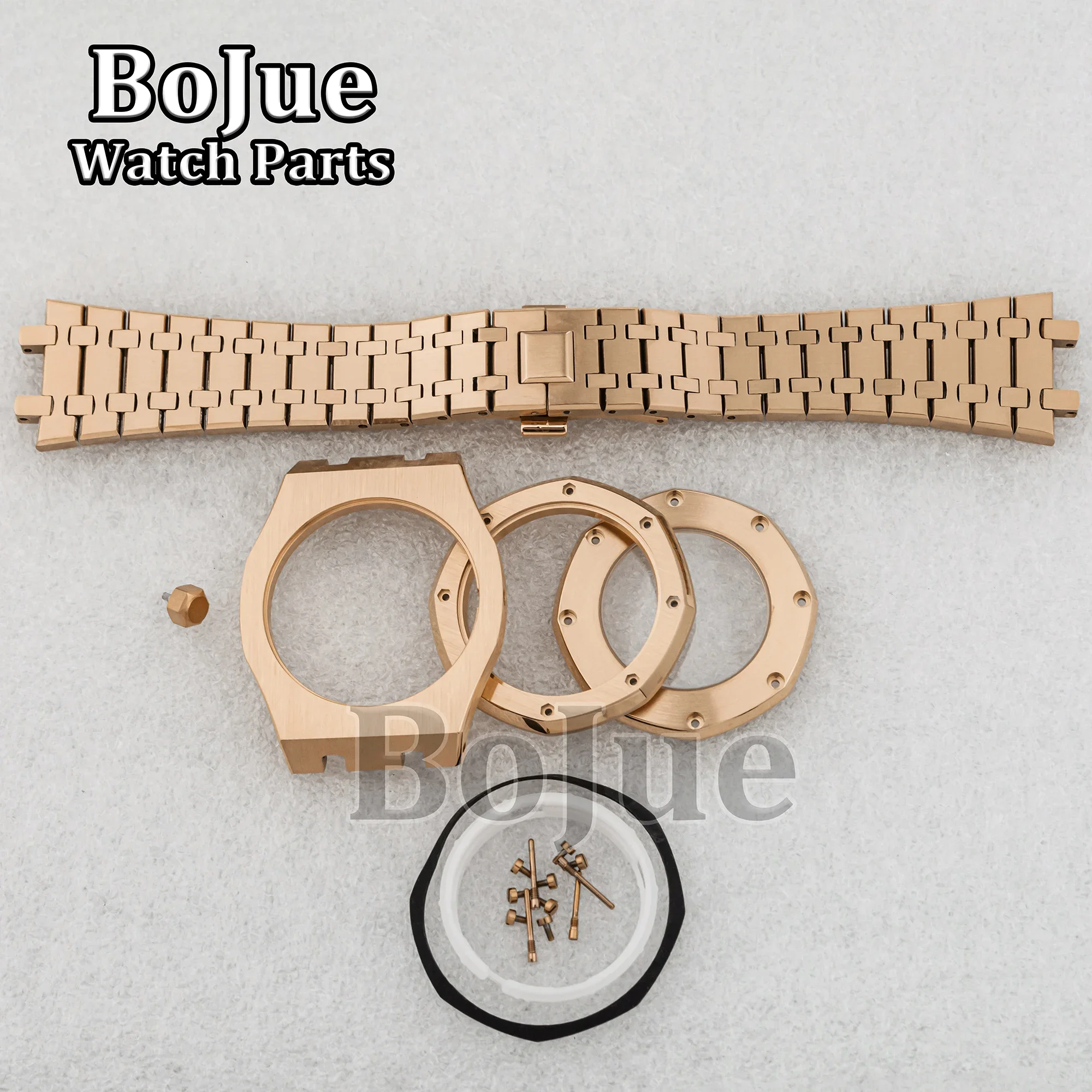 41mm ouro rosa pvd caixa de relógio pulseira peças para mod oak nh35 nh36 movimento 31.8mm dial vidro cristal safira à prova dwaterproof água