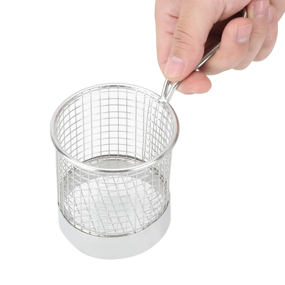 Stainless Steel French Fry Basket Round Shape Reusable Deep Fry Basket Durable Food Grade Fries Holder Milk Tea Shop