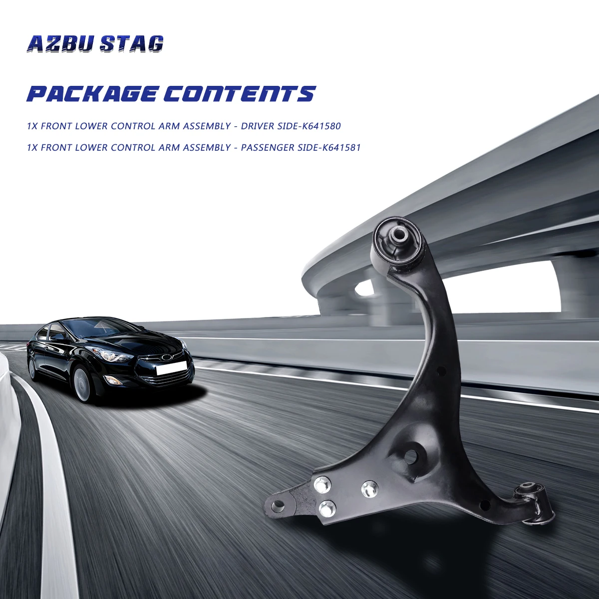 AzbuStag 2개 프론트 로어 좌우 컨트롤 암 서스펜션 키트 현대 엘란트라 2007 2008 2009 2010 2011 2012 545002H000