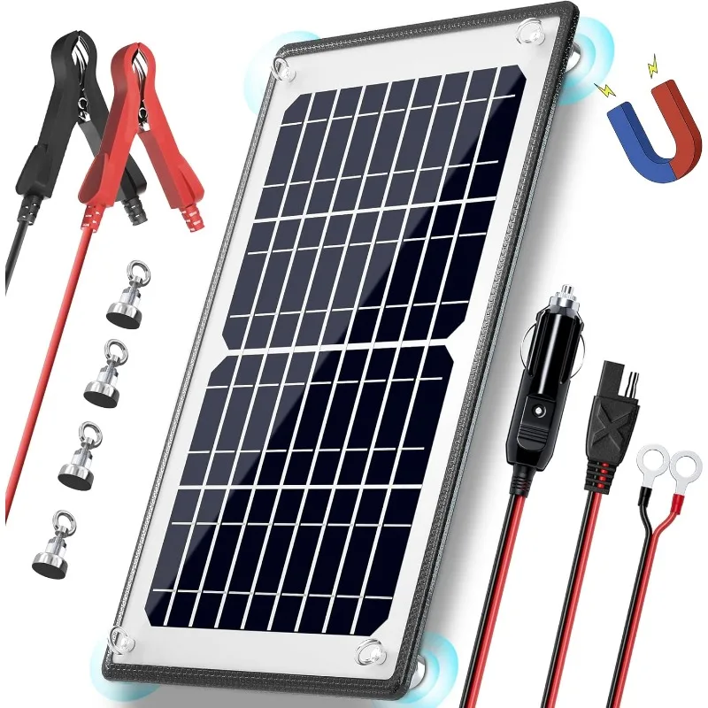 12V Magnetic Solar Battery Trickle Charger Maintainer, Built-in MPPT Intelligent Charge Controller, Waterproof Solar