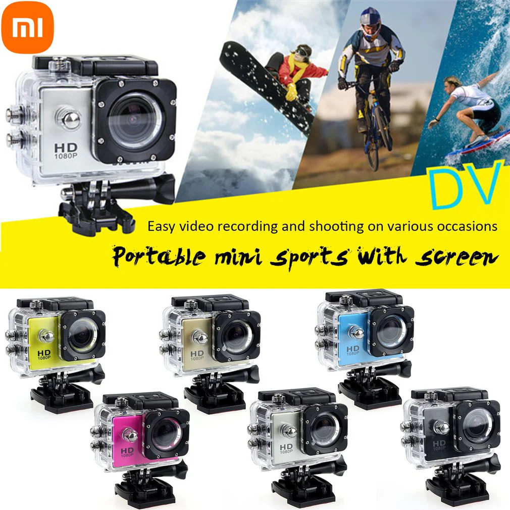 Xiaomi-Mini Câmera de Ação Esportiva ao Ar Livre, Ultra 30M, 1080P, Subaquática, Impermeável, Capacete, Gravação de Vídeo, Câmeras, Novo