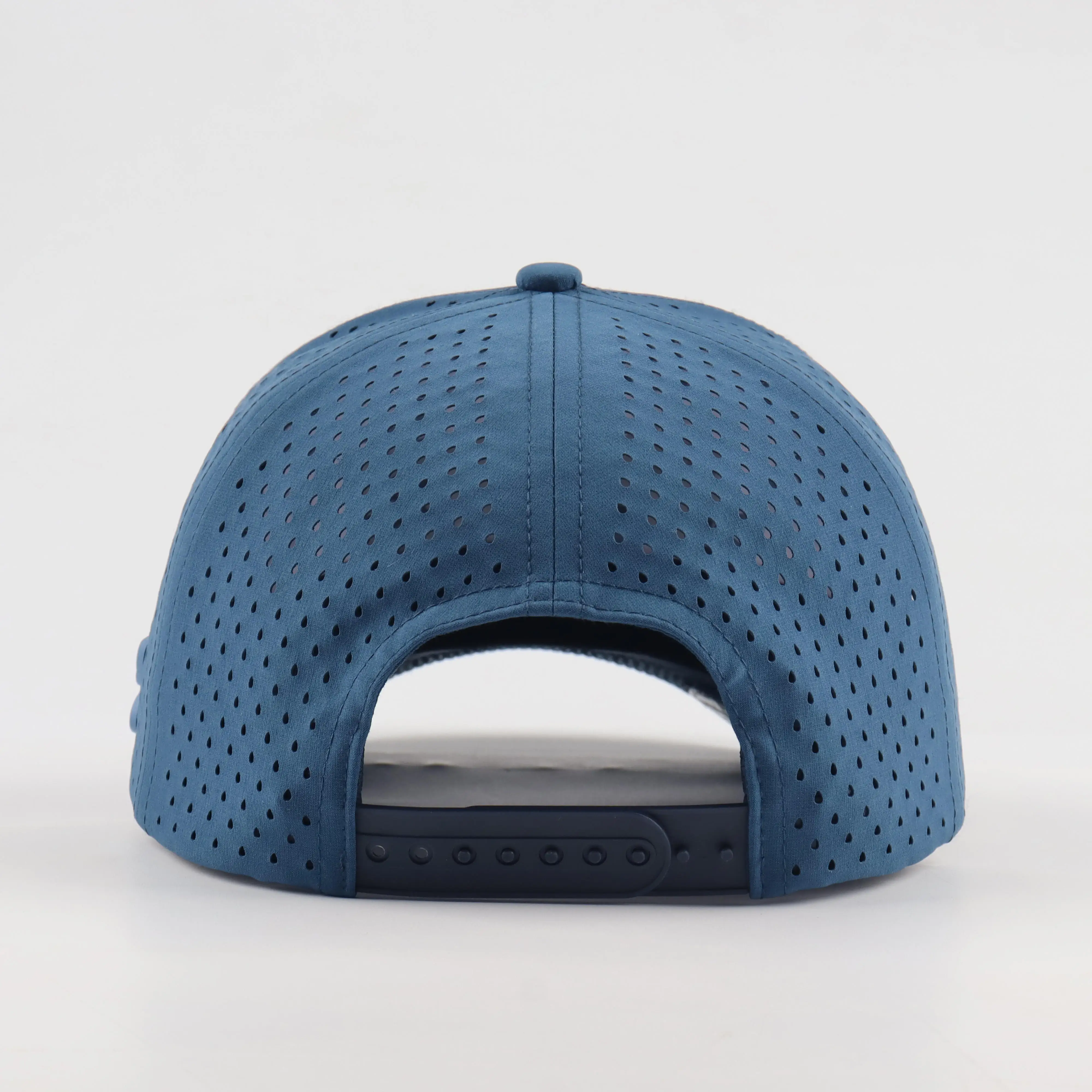 Luxury PVC Rubber Logo 6 Panel Dad Hat Perforated Laser Cut Hole Sport Baseball Cap for Adults Designer Custom Polyester view 4