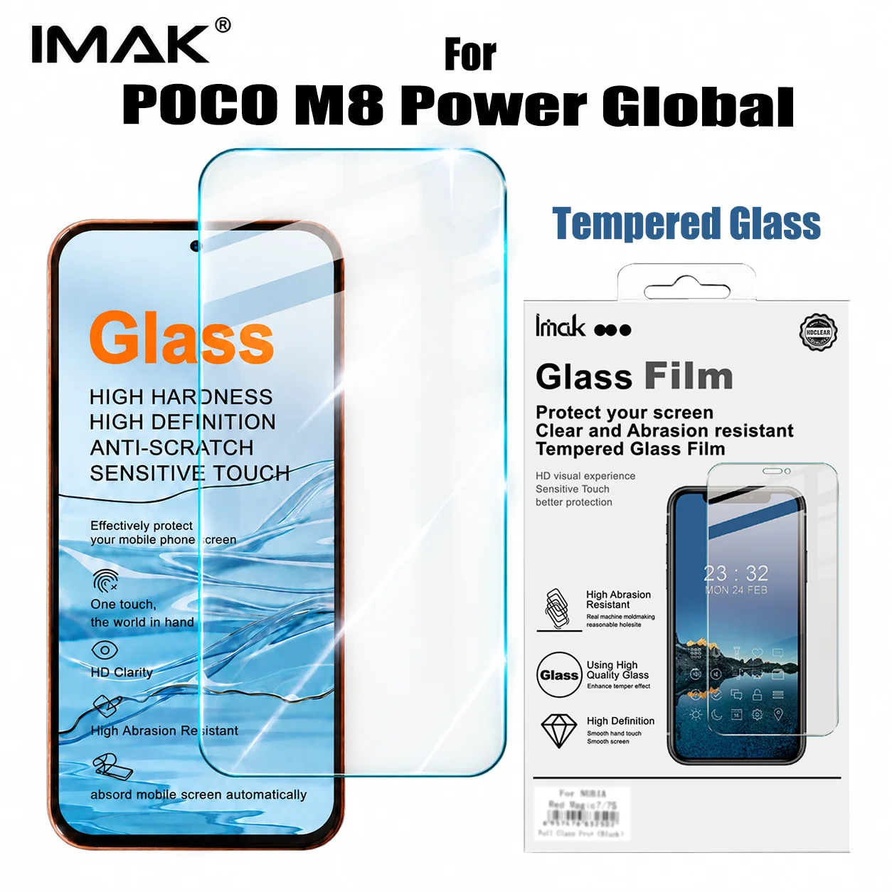 Tempered Glass For POCO M8 Power 5G Global Support Fingerprint Protector Film Anti Oil FM0001