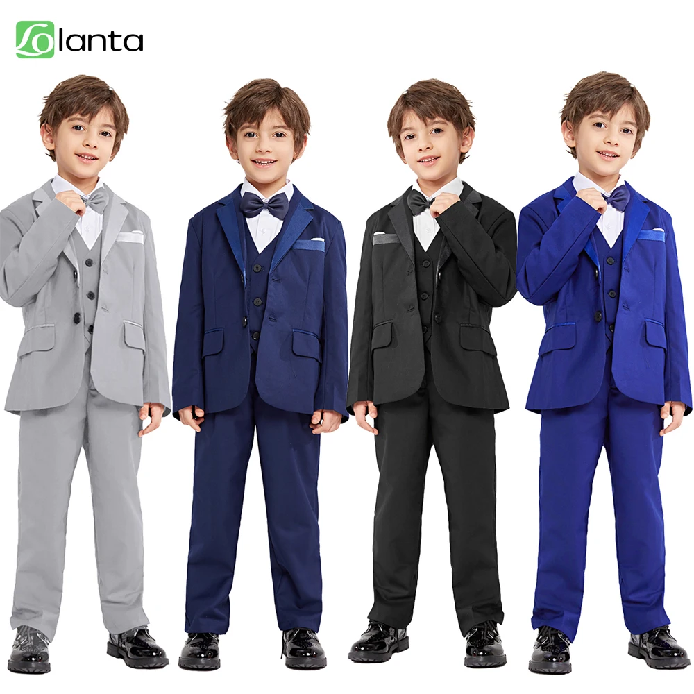 

LOlanta 5Pcs/6Pcs Boys Suits Tuxedo Formal Blazer Page Boy Suit Slim fit for Wedding Party 2-14Years
