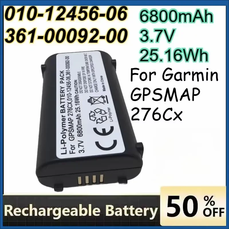 010-12456-06 361-00092-00 Replacement Digital Battery 3.7V 6800mAh 25.16Wh for Garmin GPSMAP 276CX Rechargeable Battery