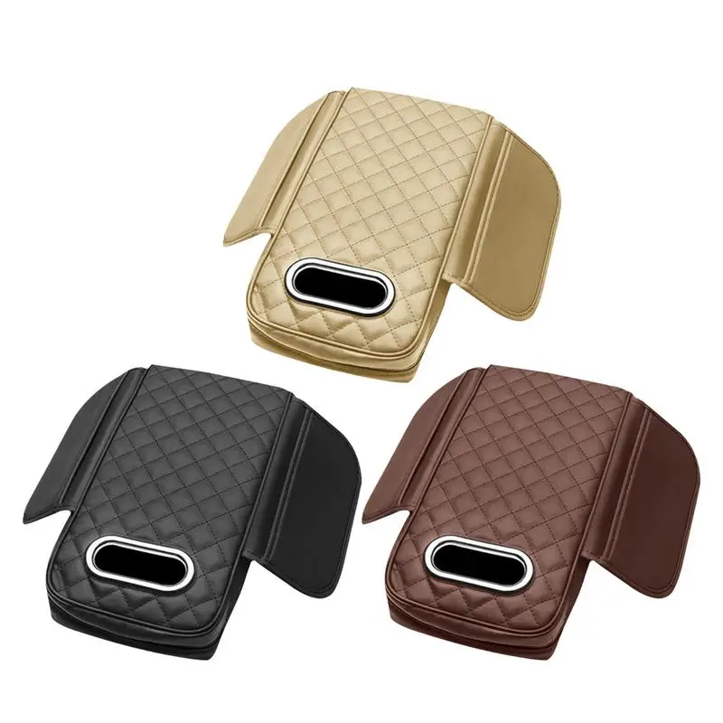 2 in1 Car Armrest Type Tissue Boxes Armrest Pad Center Console Protector Cover With Side Storage Pocket auto Accessories