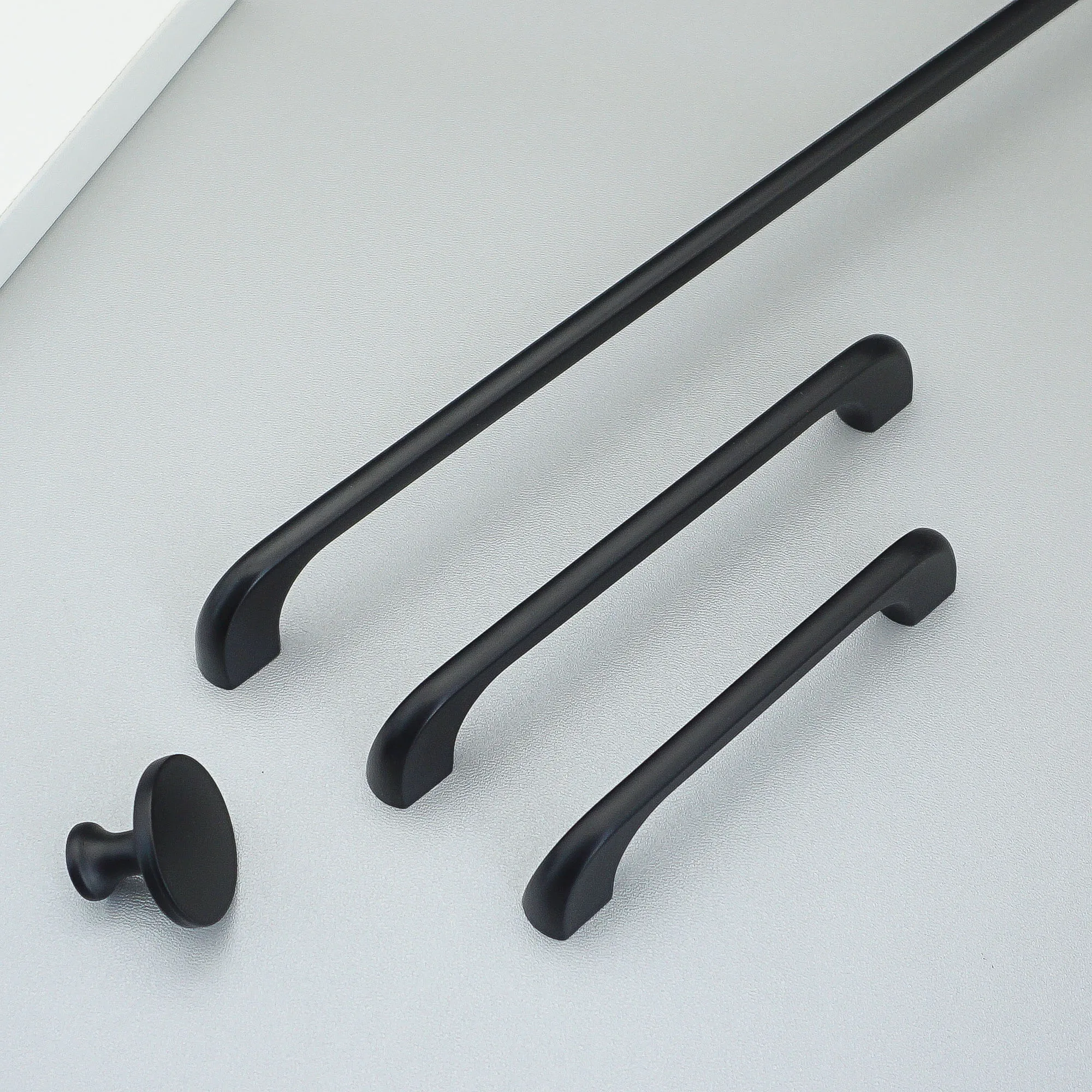 Matte Black Kitchen Cabinet Handles Square Drawer Knobs Simple Grey Wardrobe Pulls Zinc Alloy Modern Furniture Hardware