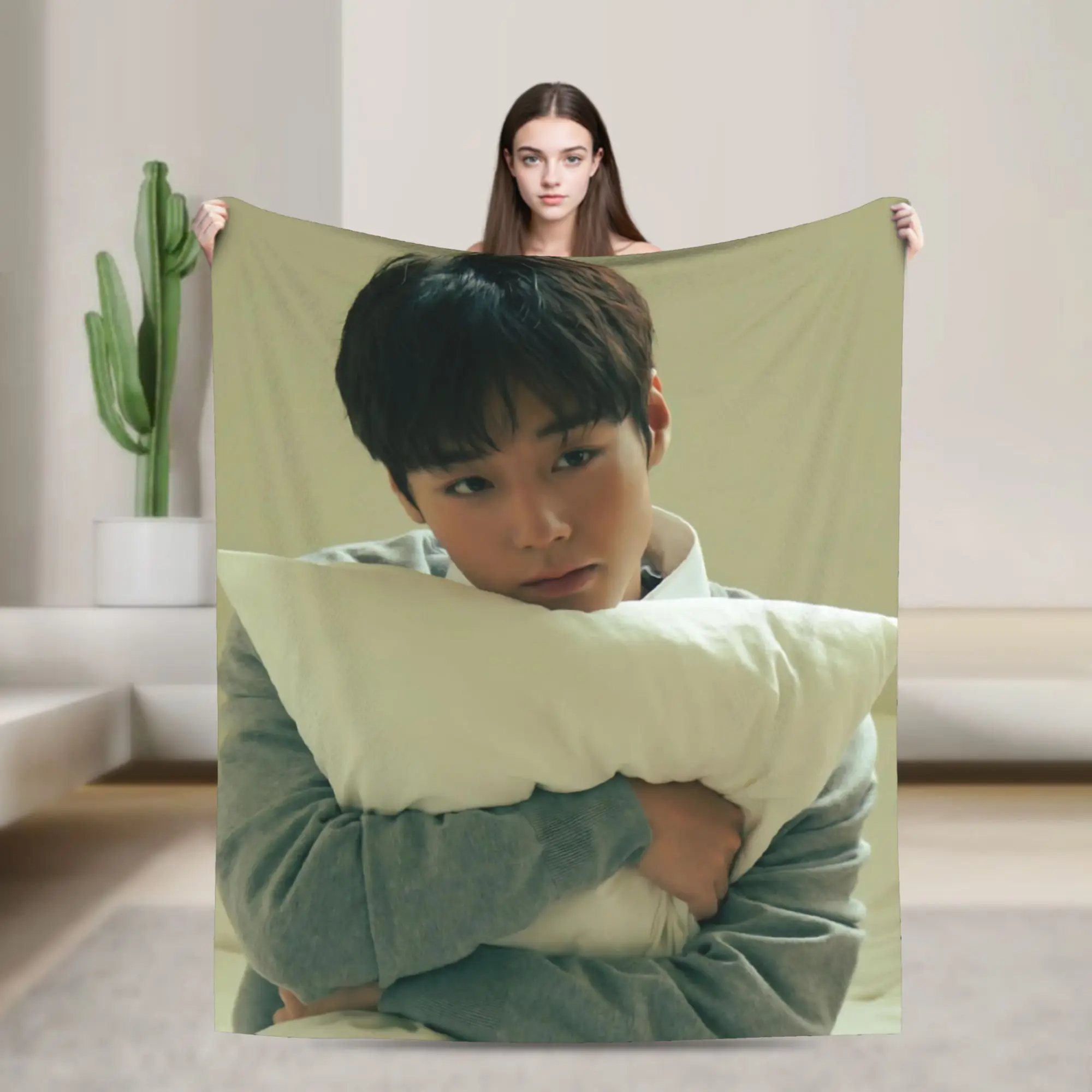 Korean    Singer P-Park Ji-hoons Knitted Blankets Flannel Throw Blanket Airplane Travel Personalised Soft Warm Bedspreads,