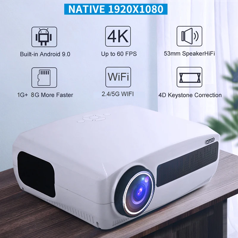 WZATCO C3 Android Projector WIFI Full HD 1080P 300 inch Proyector 3D Home Theater Smart Video Beamer Support 4D Digital Keystone