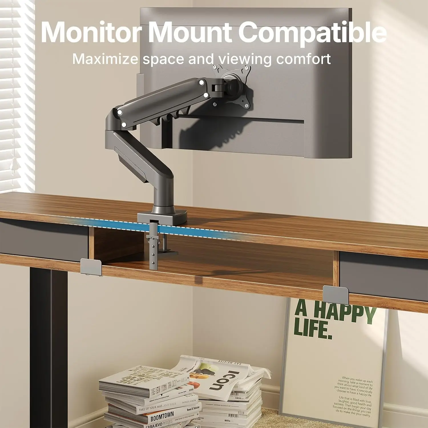 Electric Standing Desk with Drawers, Height Adjustable Computer Desk, Home Office Workstation, 40