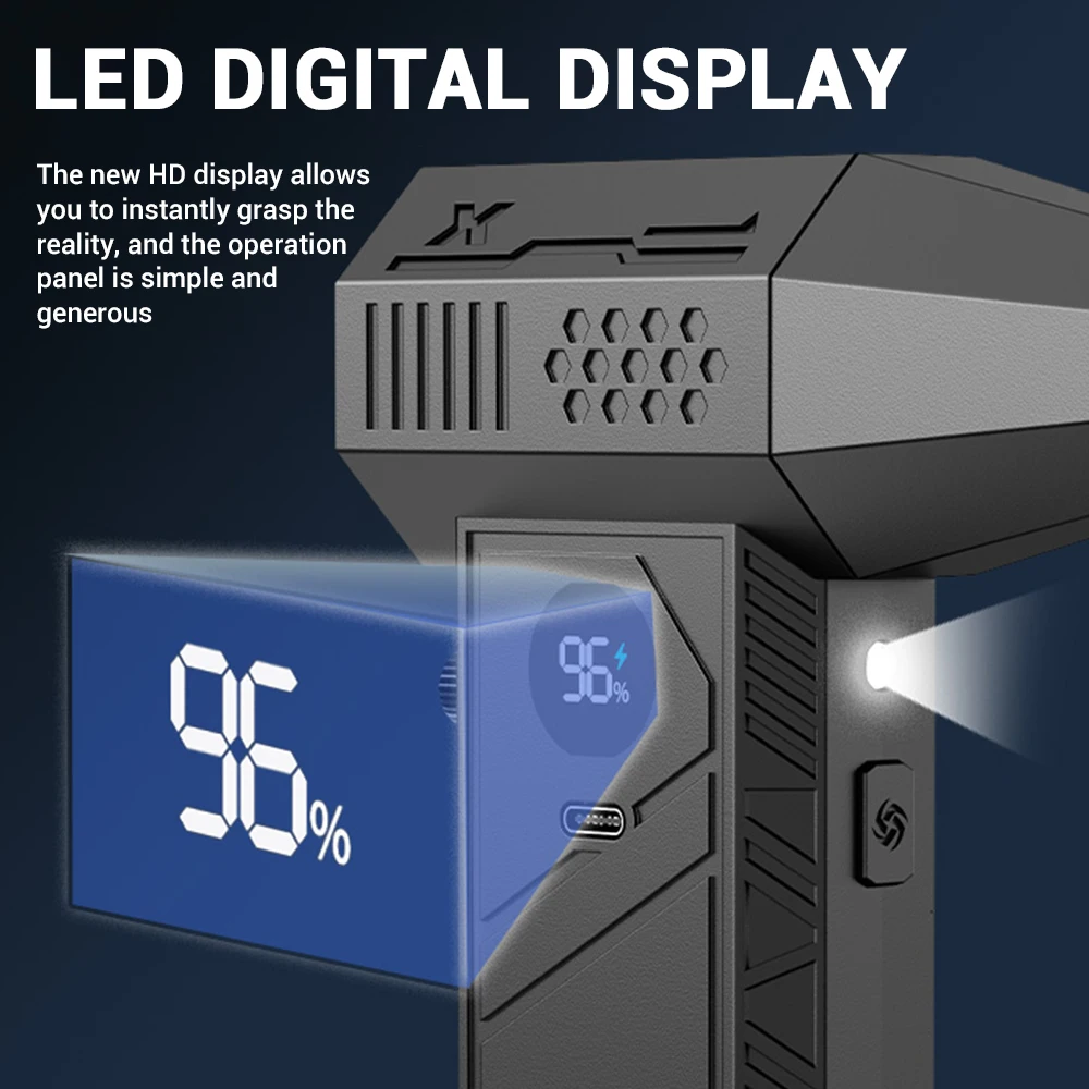 C6/C6Pro منفاخ هواء صغير 550000 دورة في الدقيقة محرك بدون فرشاة منفاخ غبار قوي عرض LED الإضاءة المحمولة مروحة تربو قابلة للشحن النفاثة #2