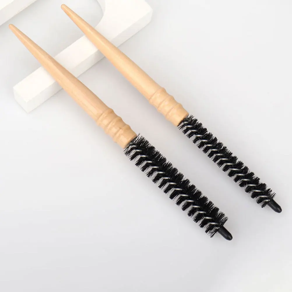 

2Pcs Hair Curling Comb Roll Brush Wooden Handle Anti-Static Styling Brush for Blow Drying Hair Care Detangling and Scalp Massage
