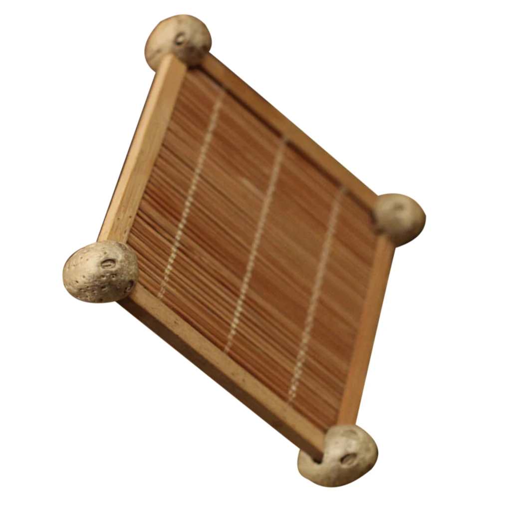 Bamboo Teacup Mat Coaster Square Serving Tray Heat Proof Insulation Pallet for Home Kitchen Decor Tableware