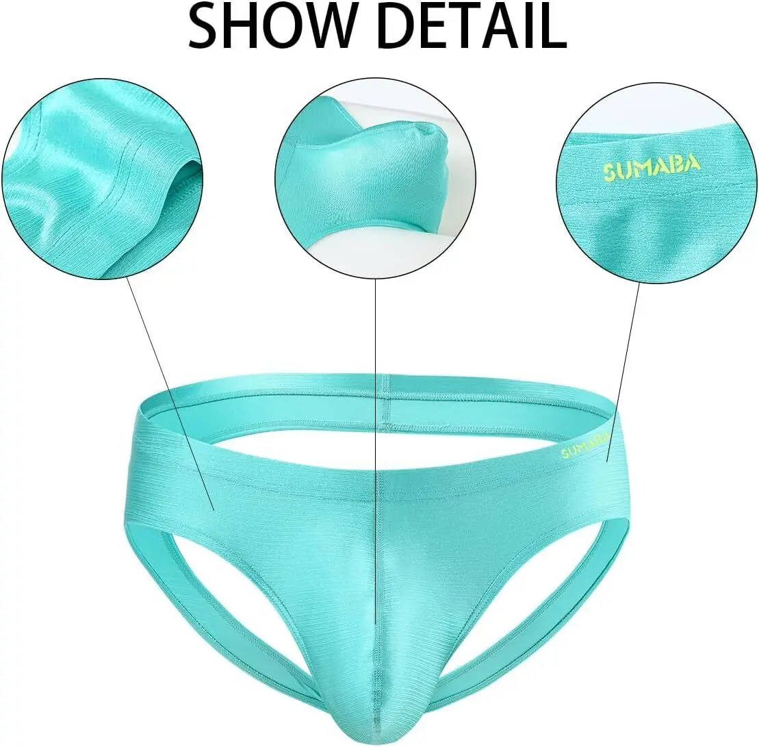 Zonbailon Men's Jockstrap Breath Underwear Bulge Pouch Ice Silk Underwear Low Rise Briefs For Men