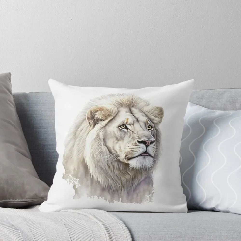 

Stunning White Lion Watercolour Portrait Throw Pillow Cushion Cover Cushion Child Rectangular Cushion Cover pillow