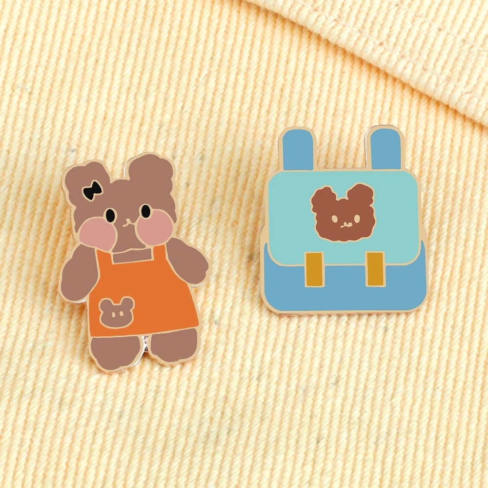 2-4Pcs/Set Pink Cute Bears Lively Sheep Funny Duck Butterfly Milk tea Ice Cream Badge Couples Adult Brooches Clothes Bag Jewelry