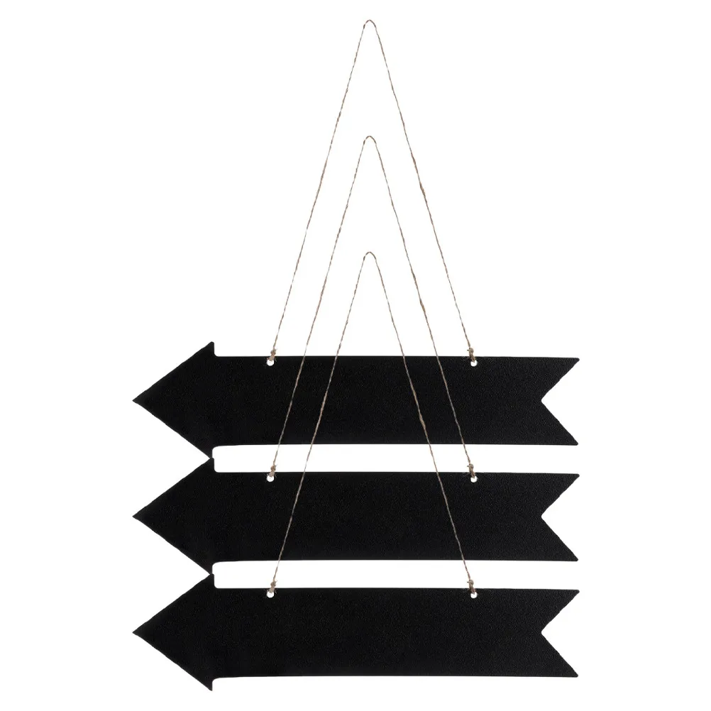 3Pcs Hanging Chalkboard Signs Wooden Blackboard Arrows Smooth Wipe Clean Message Boards Decorative Directional Signs for Parties