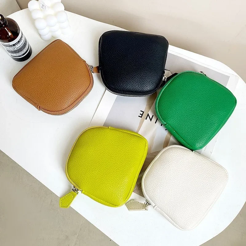 New Fashion Women's Wallets Genuine Leather Shell Design Small Coin Purses Storage Bag Zipper Pocket Key Money Pouch Mini Wallet