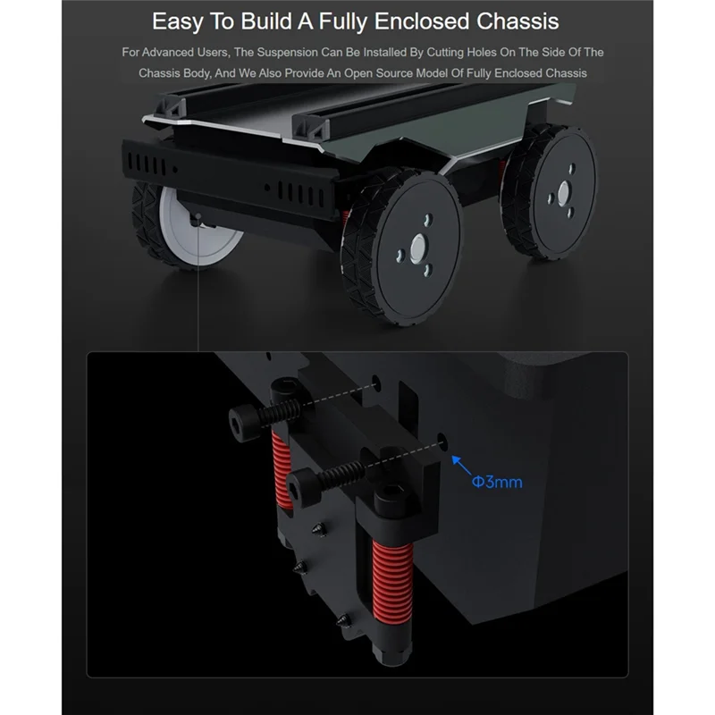 ABJY- نظام تعليق UGV مدمج معدني بالكامل (B) زنبرك عالي القوة، سعة تحميل 3 كجم، مناسبة لمحرك المحور DDSM210 وDDSM400