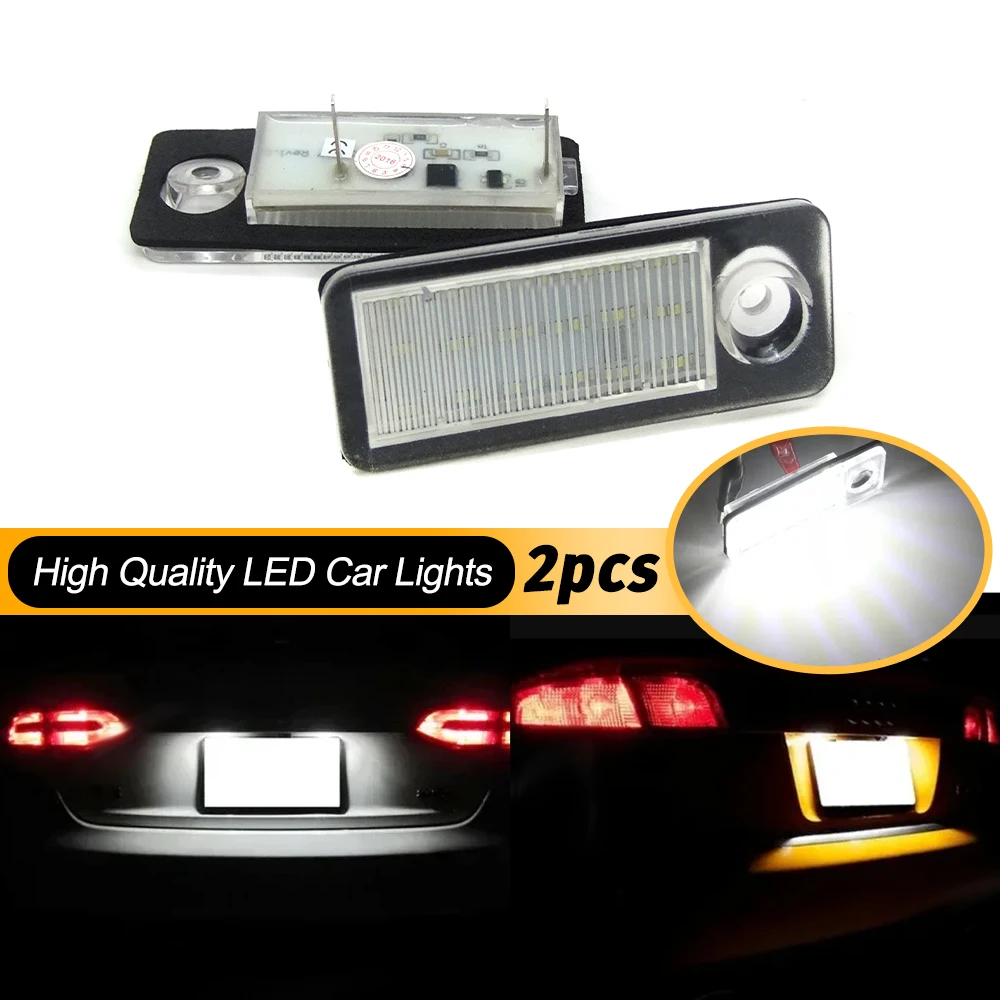 2Pcs Canbus LED License Plate Light For Audi A6 C5 4B Avant Wagon 1998-2005 RS6 RS6 Plus 2003-2005 White Car-Styling Number Lamp