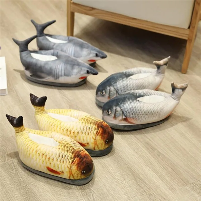 

New creative simulation carp plush cotton slippers home indoor cotton slippers package with warm shoes fashion outdoor