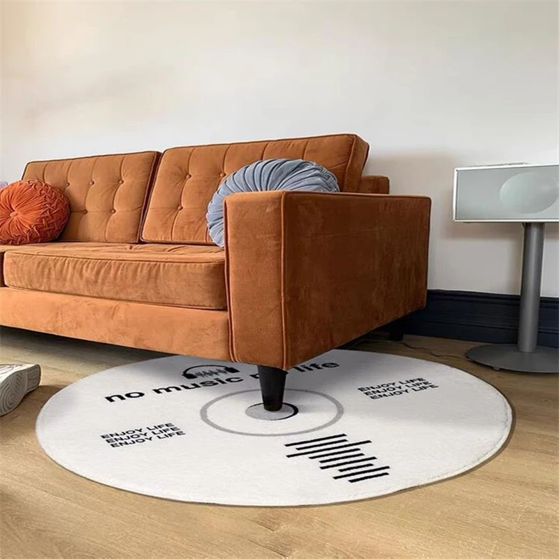 Creative CD Shaped Carpet Round Area Rugs for Living Room Nordic Letter Printed Carpet Bedroom Bedside Rugs Coffee Table Rugs