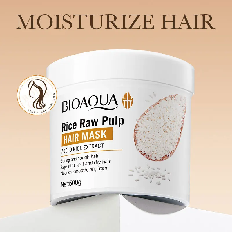 500g Rice Plasma Hair Mask 5 Seconds Repair Damaged Frizzy Hair Soft Smooth Shiny Rice Moisturizing Hair Care