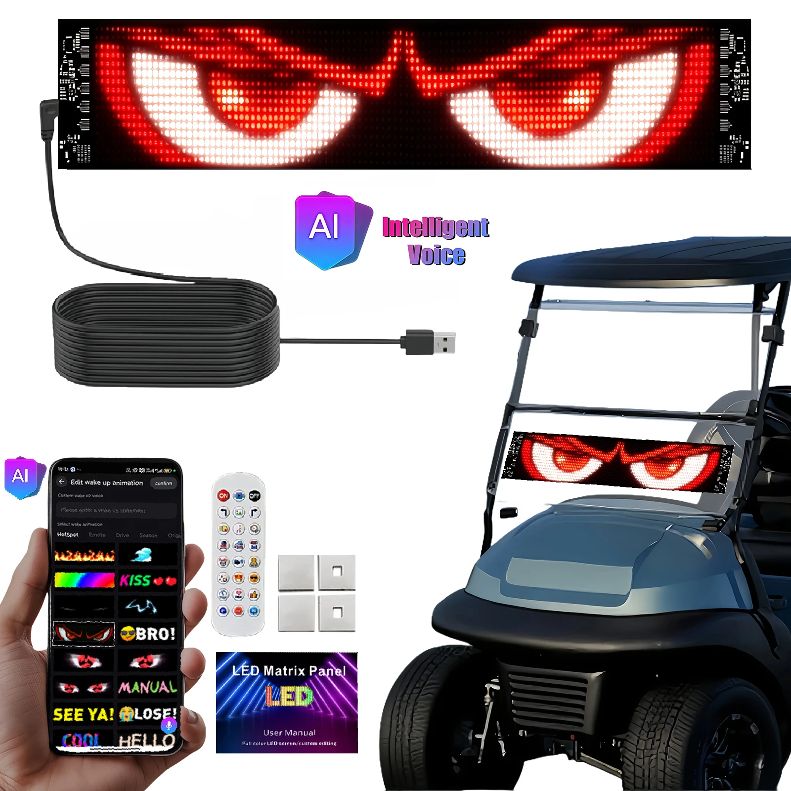 

Светодиодный AD AI Коммуникационный дисплей Devil Eye Пиксельная панель Гибкий прокрутка Знак Складная доска Ультратонкий автомобильный дисплей с мягким светом