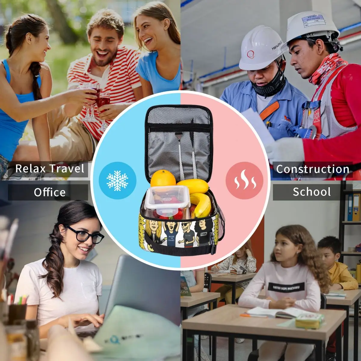 앨리스 인 체인 더트 런치 백 휴대용 지퍼 도시락 가방 성인 야외 피크닉 그래픽 쿨러 백 레저 옥스포드 토트 푸드 백